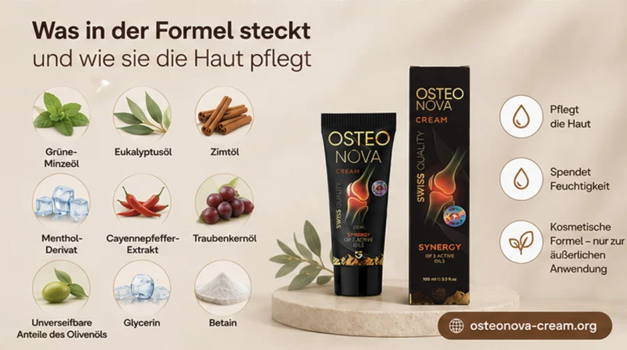 Osteonova Cream — Formel mit aktiven und pflegenden Ölen für die Haut