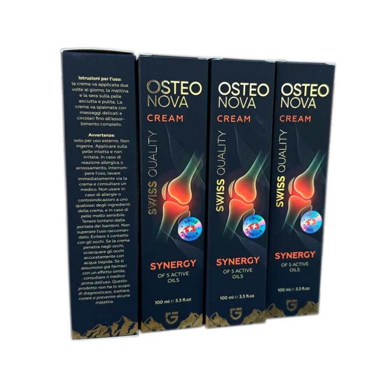 Osteonova Cream — Packungen mit Anwendungshinweisen und Zusammensetzung